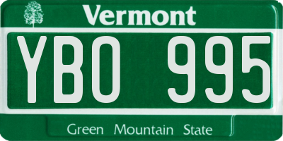 VT license plate YBO995