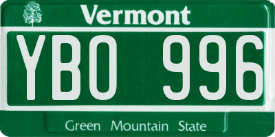 VT license plate YBO996