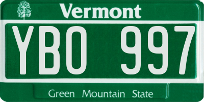 VT license plate YBO997