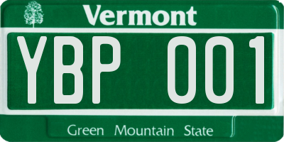VT license plate YBP001