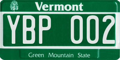 VT license plate YBP002