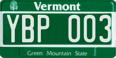 VT license plate YBP003