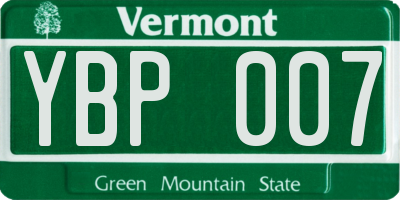VT license plate YBP007