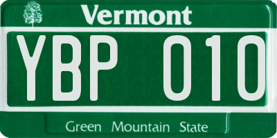 VT license plate YBP010