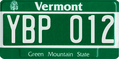 VT license plate YBP012