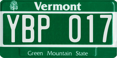 VT license plate YBP017