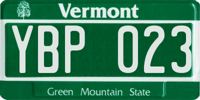 VT license plate YBP023