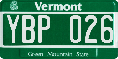 VT license plate YBP026