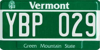 VT license plate YBP029