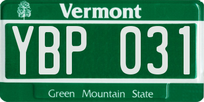 VT license plate YBP031