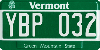 VT license plate YBP032