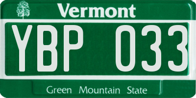 VT license plate YBP033