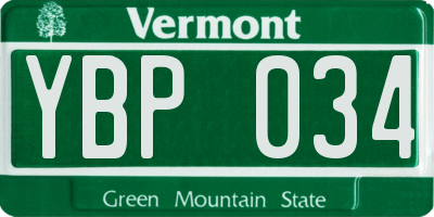 VT license plate YBP034
