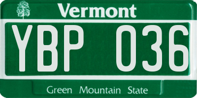 VT license plate YBP036