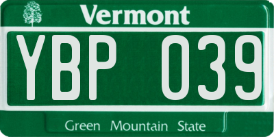 VT license plate YBP039