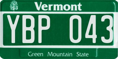 VT license plate YBP043