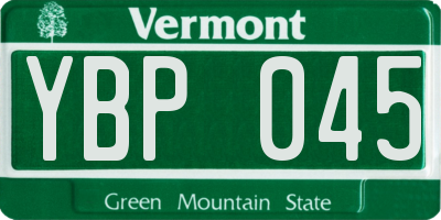 VT license plate YBP045
