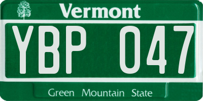 VT license plate YBP047