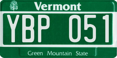 VT license plate YBP051