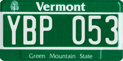 VT license plate YBP053