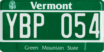 VT license plate YBP054