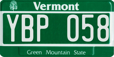 VT license plate YBP058