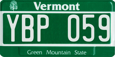 VT license plate YBP059