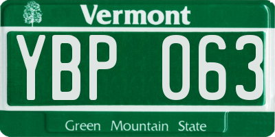 VT license plate YBP063