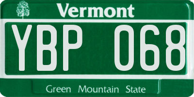 VT license plate YBP068