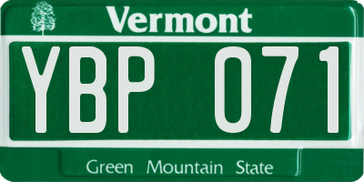 VT license plate YBP071