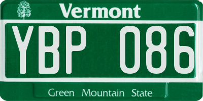 VT license plate YBP086