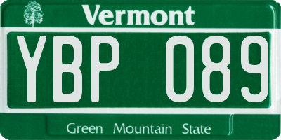 VT license plate YBP089