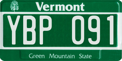VT license plate YBP091