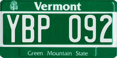 VT license plate YBP092