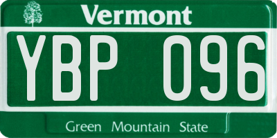 VT license plate YBP096