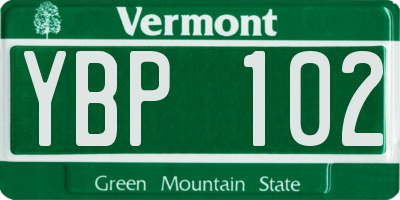 VT license plate YBP102