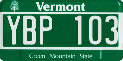 VT license plate YBP103