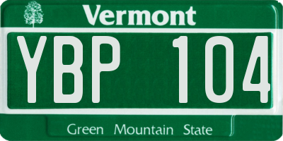 VT license plate YBP104