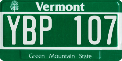 VT license plate YBP107