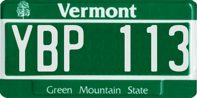 VT license plate YBP113