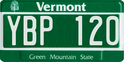 VT license plate YBP120