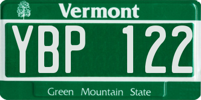VT license plate YBP122