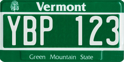 VT license plate YBP123