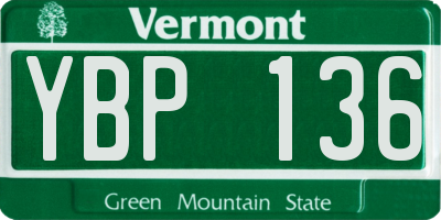 VT license plate YBP136