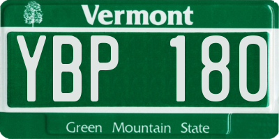 VT license plate YBP180