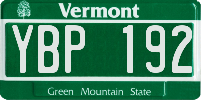 VT license plate YBP192