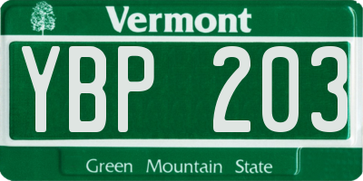 VT license plate YBP203
