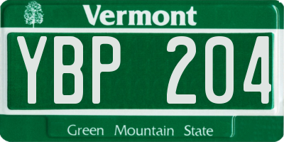 VT license plate YBP204
