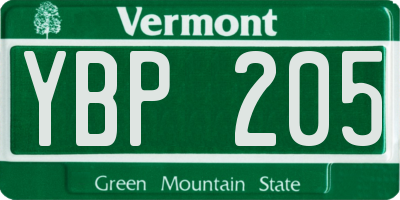 VT license plate YBP205