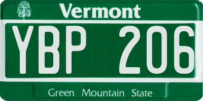 VT license plate YBP206